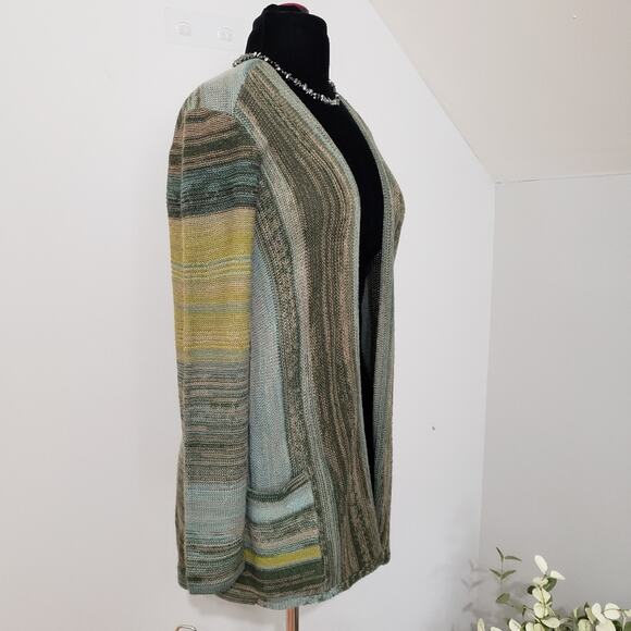 J. Jill Wool Blend Green Knit Open Cardigan Small - Picture 4 of 12